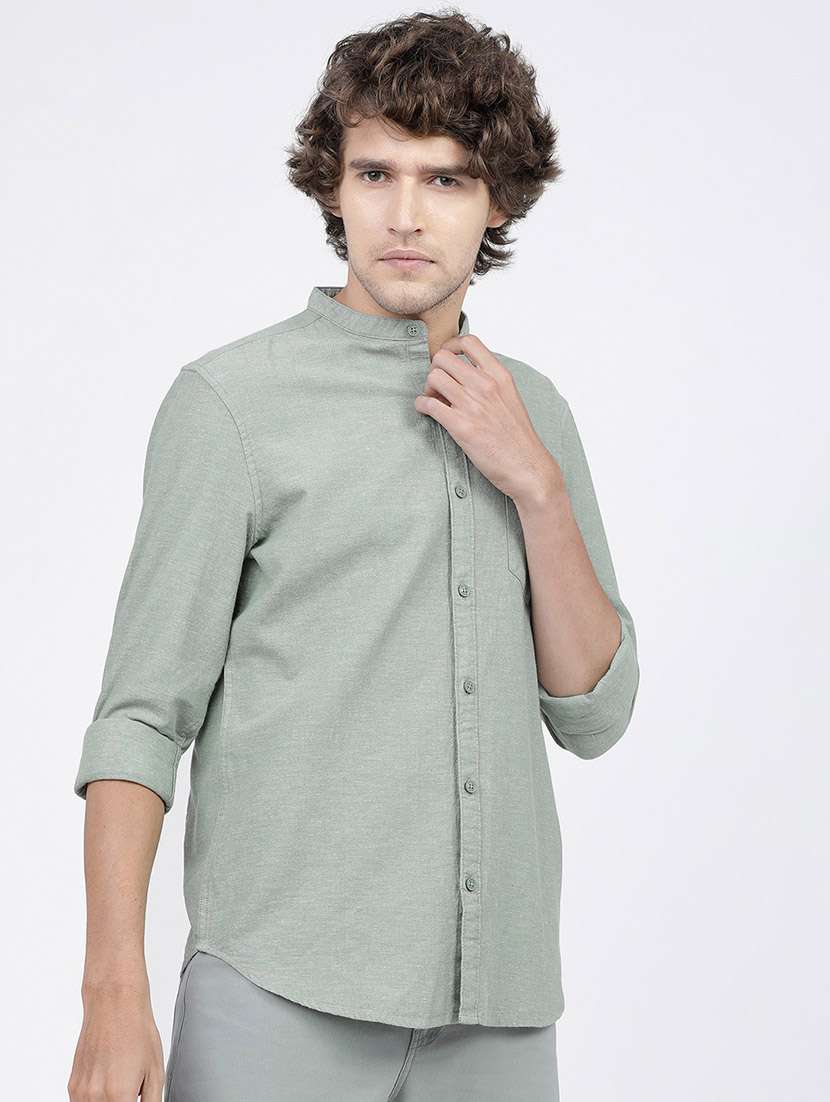 men long sleeved solid casual shirt