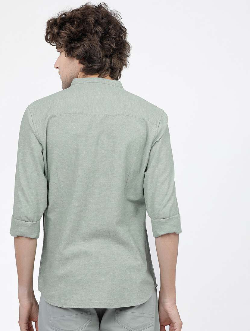 men long sleeved solid casual shirt - 21487795 -  Standard Image - 3