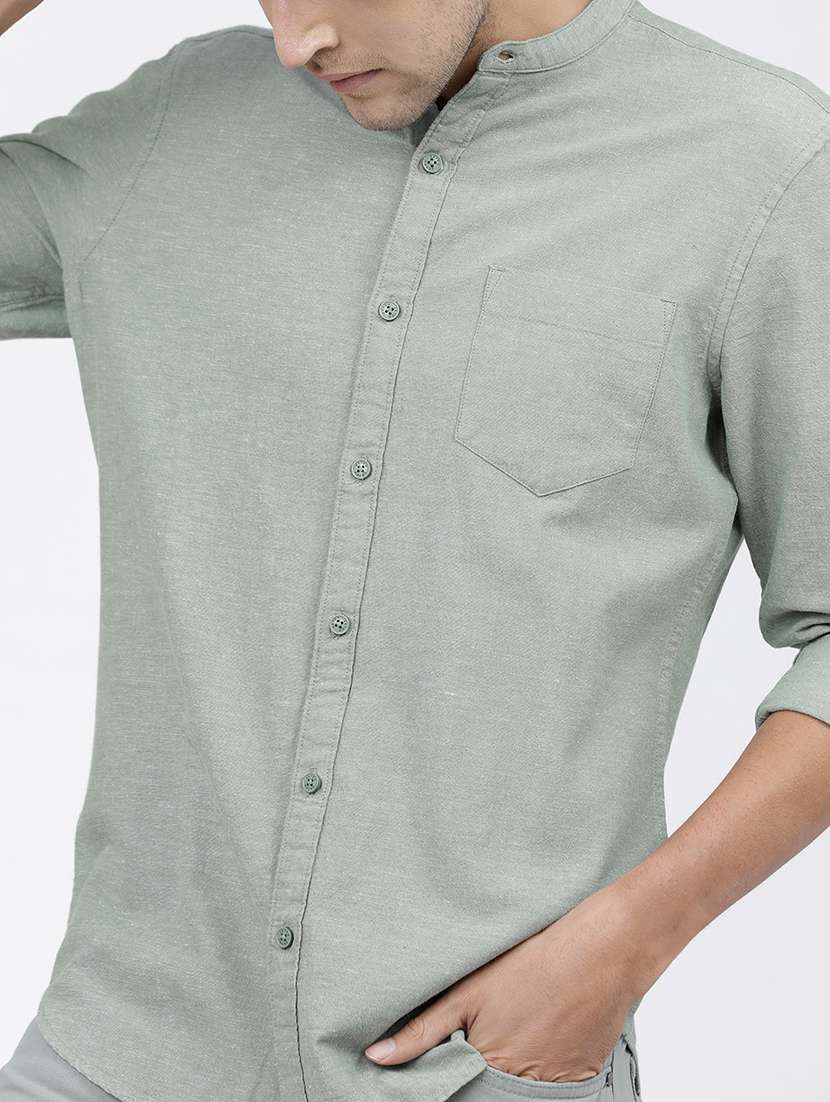 men long sleeved solid casual shirt - 21487795 -  Standard Image - 5