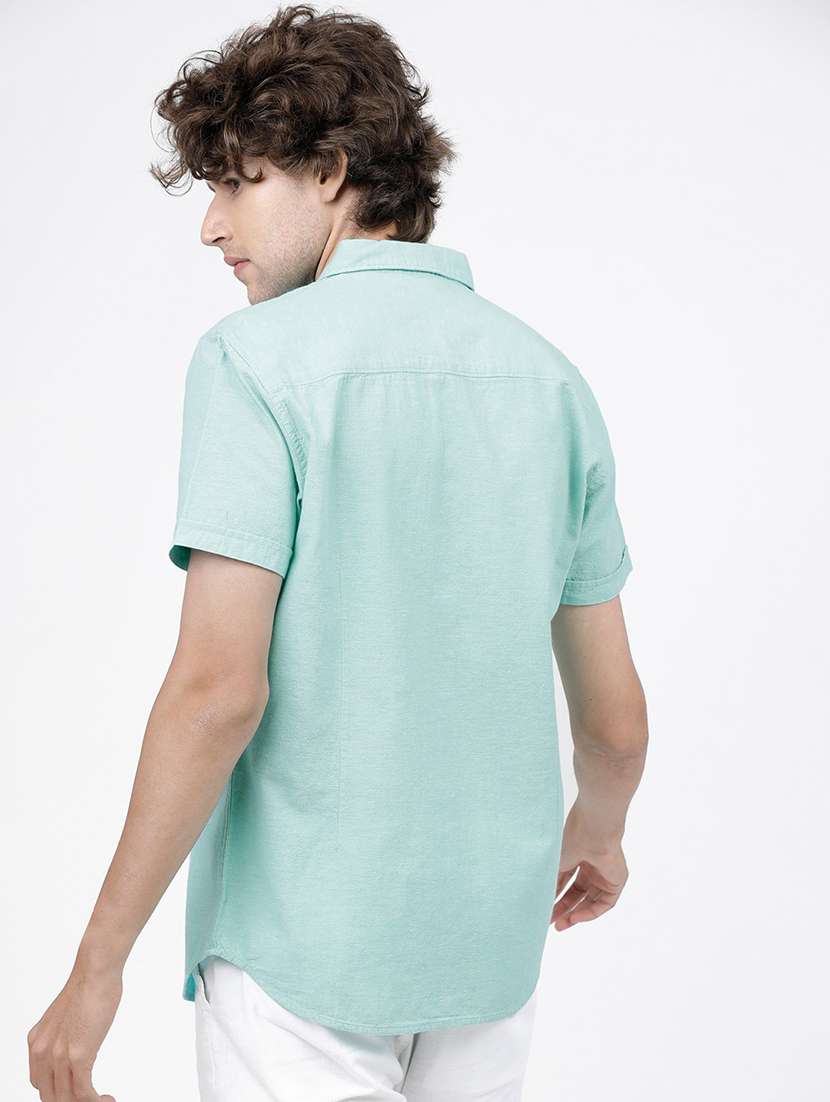 men short sleeved solid casual shirt - 21487797 -  Standard Image - 3