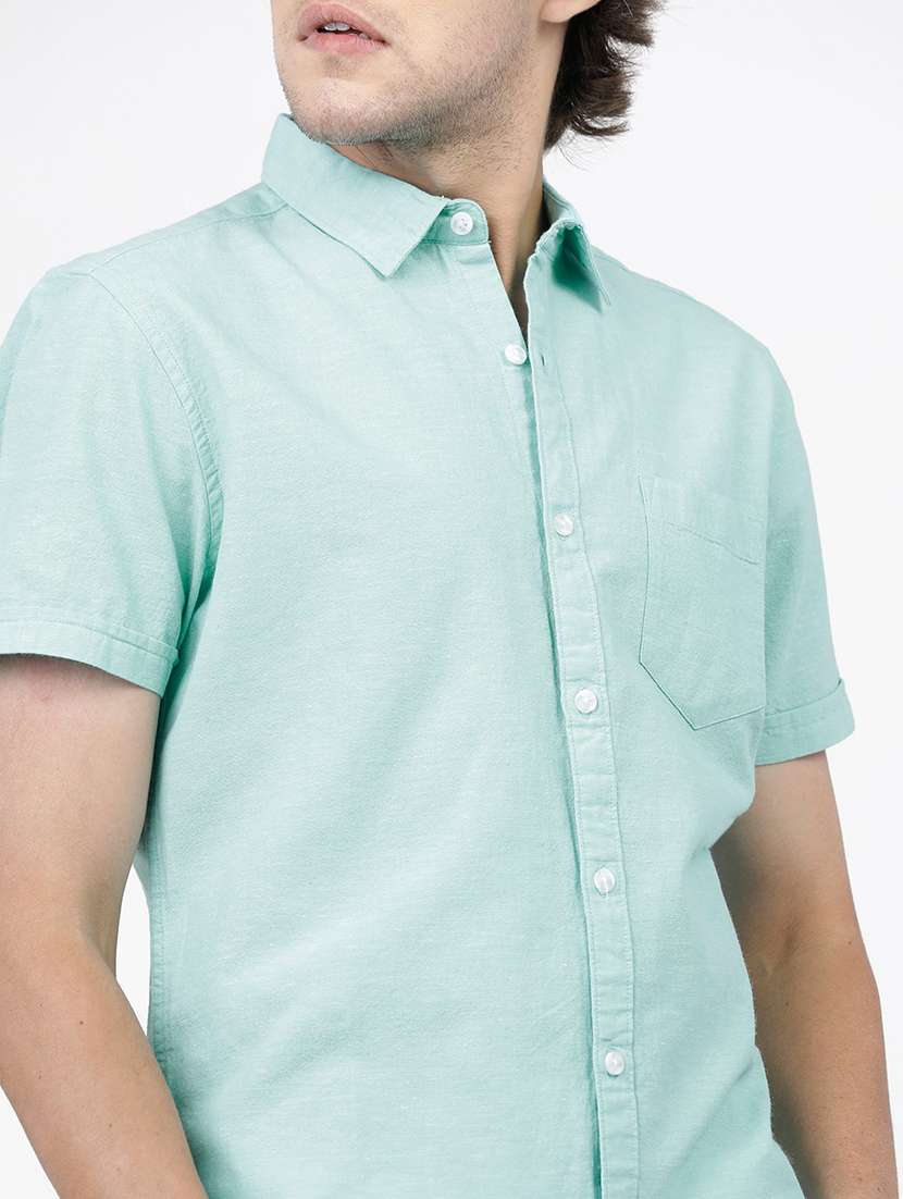 men short sleeved solid casual shirt - 21487797 -  Standard Image - 5