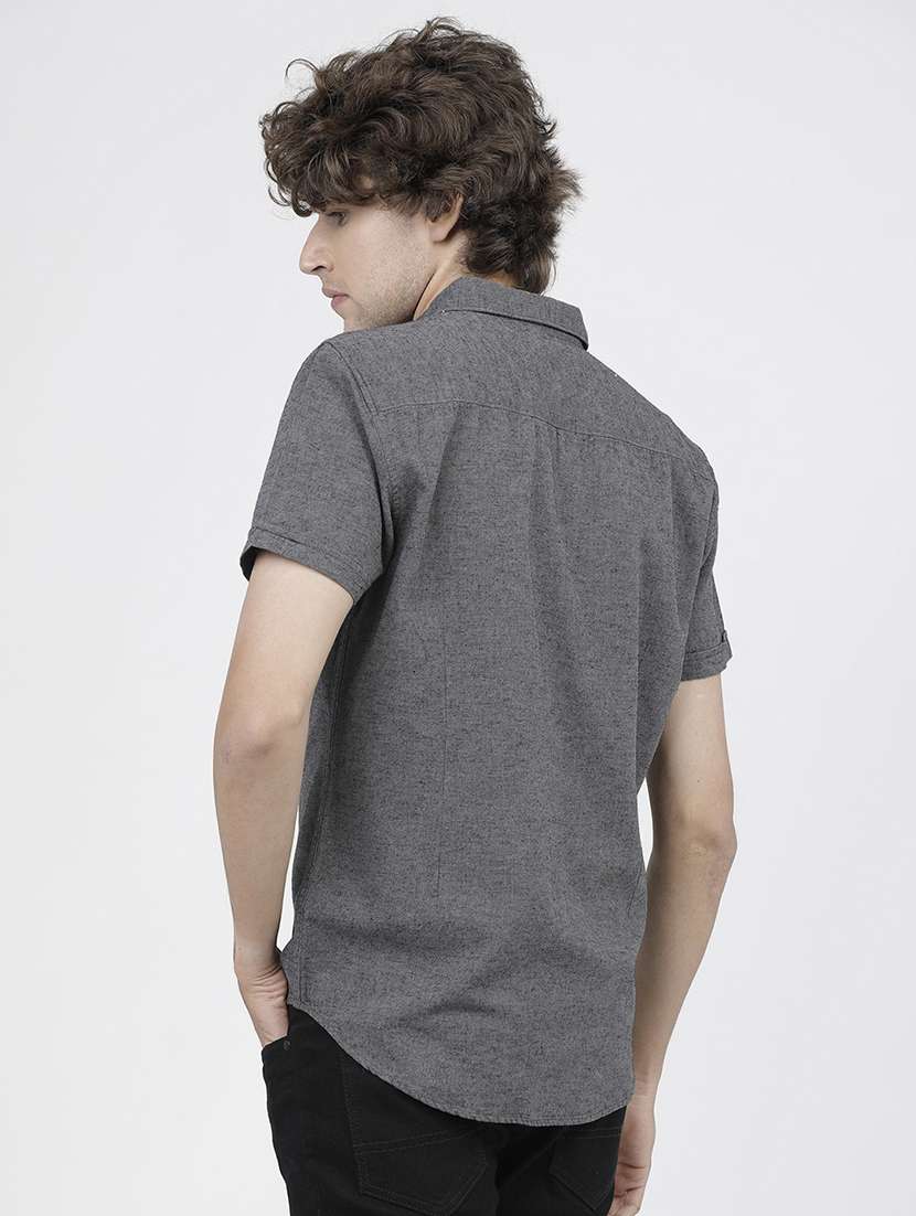 men short sleeved solid casual shirt - 21487799 -  Standard Image - 3