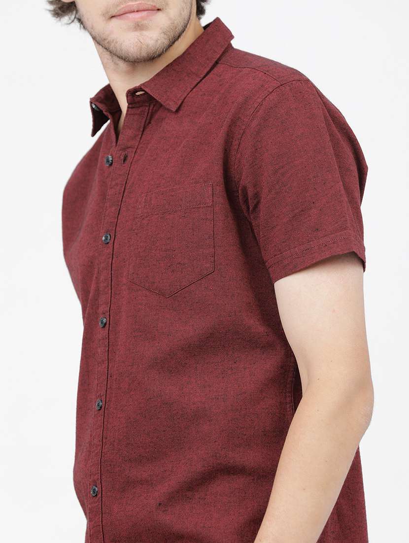 men short sleeved solid casual shirt - 21487801 -  Standard Image - 5