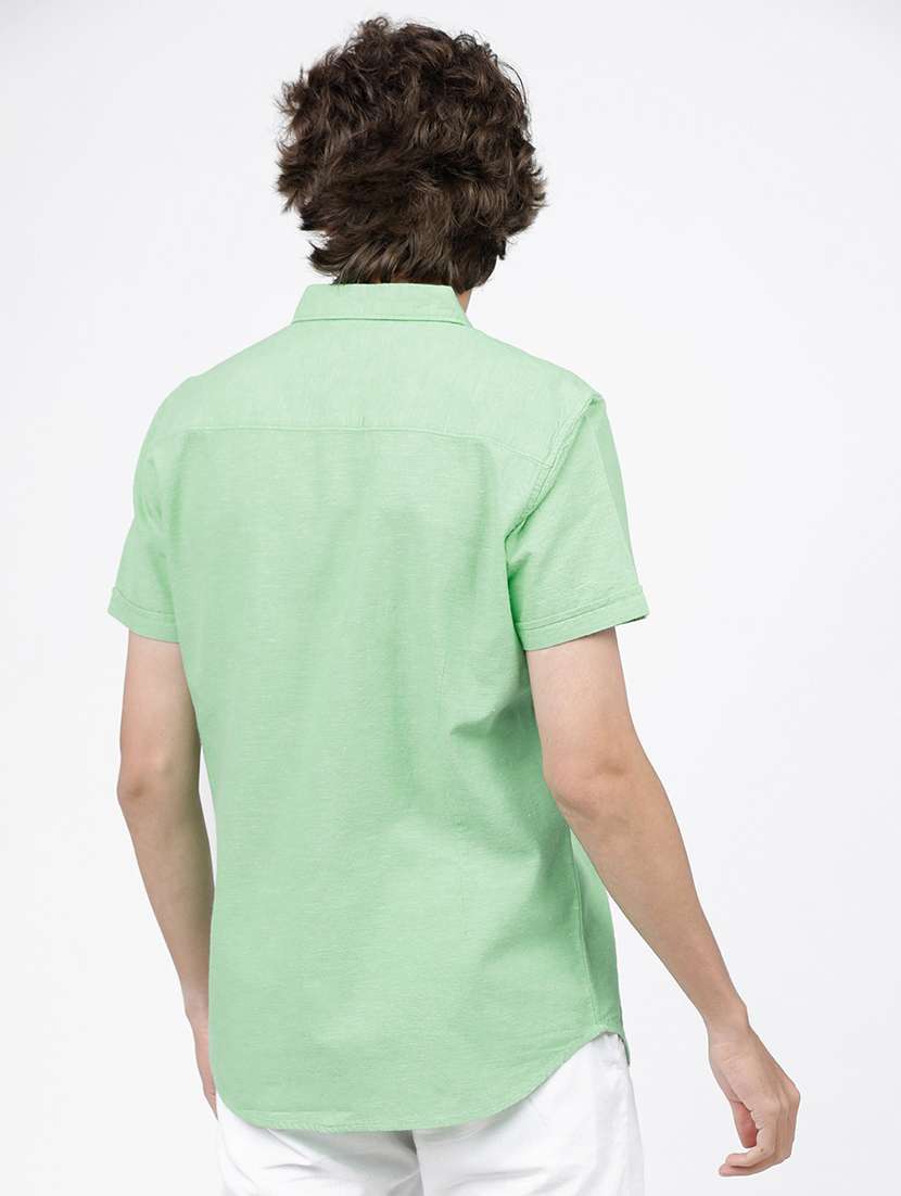 men short sleeved solid casual shirt - 21487804 -  Standard Image - 3