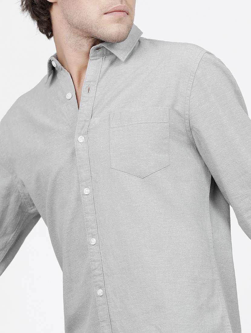 men solid collared casual wear shirt - 21487808 -  Standard Image - 5