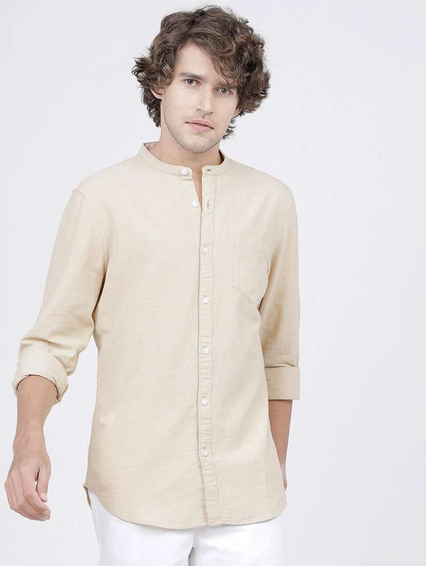 men solid long sleeve casual wear shirt