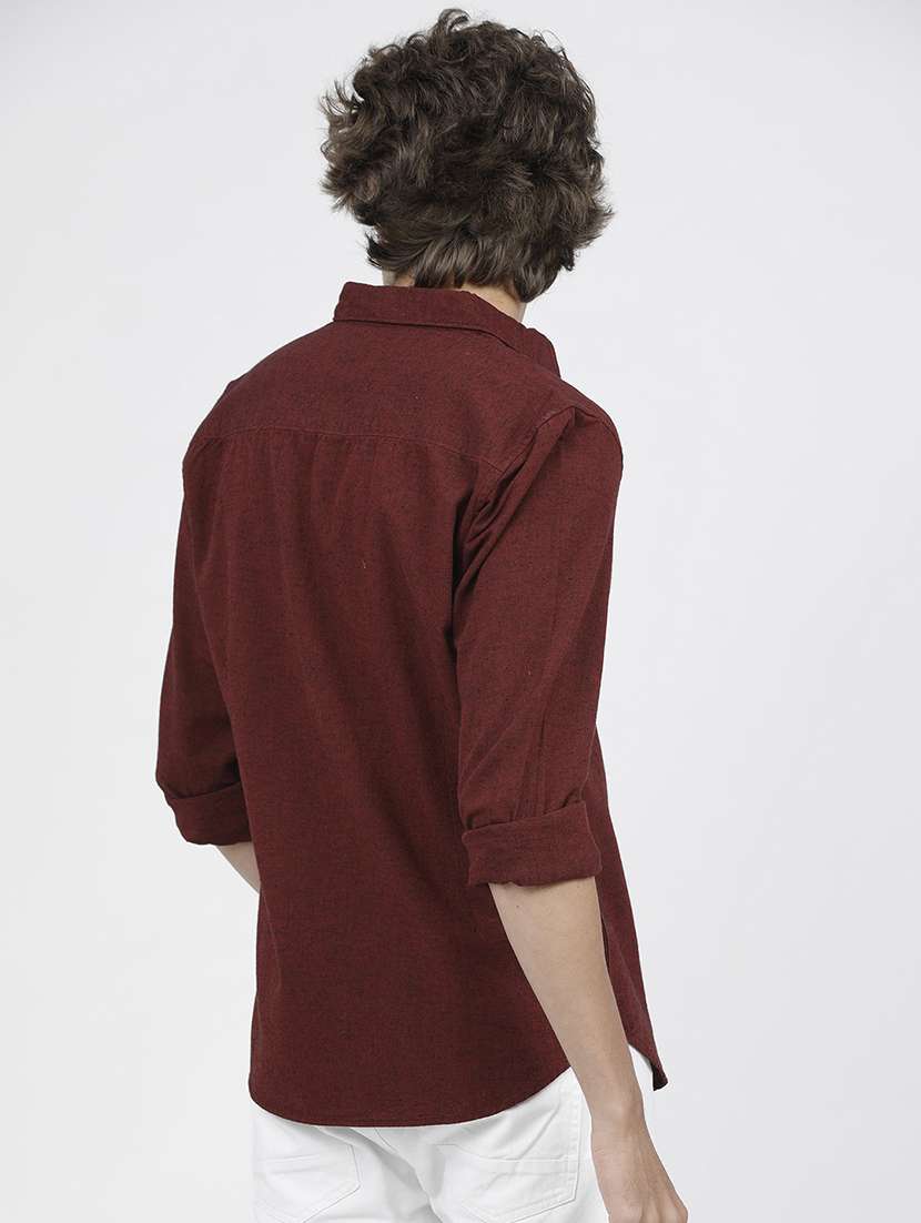 men solid collared casual wear shirt - 21487829 -  Standard Image - 3