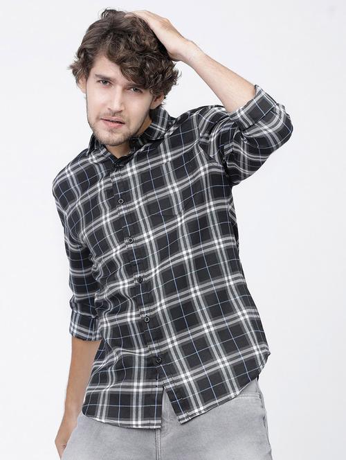men black checkered long sleeve casual shirt - 21487918 - Standard Image - 0