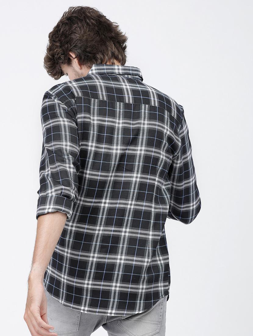men black checkered long sleeve casual shirt - 21487918 - Standard Image - 3