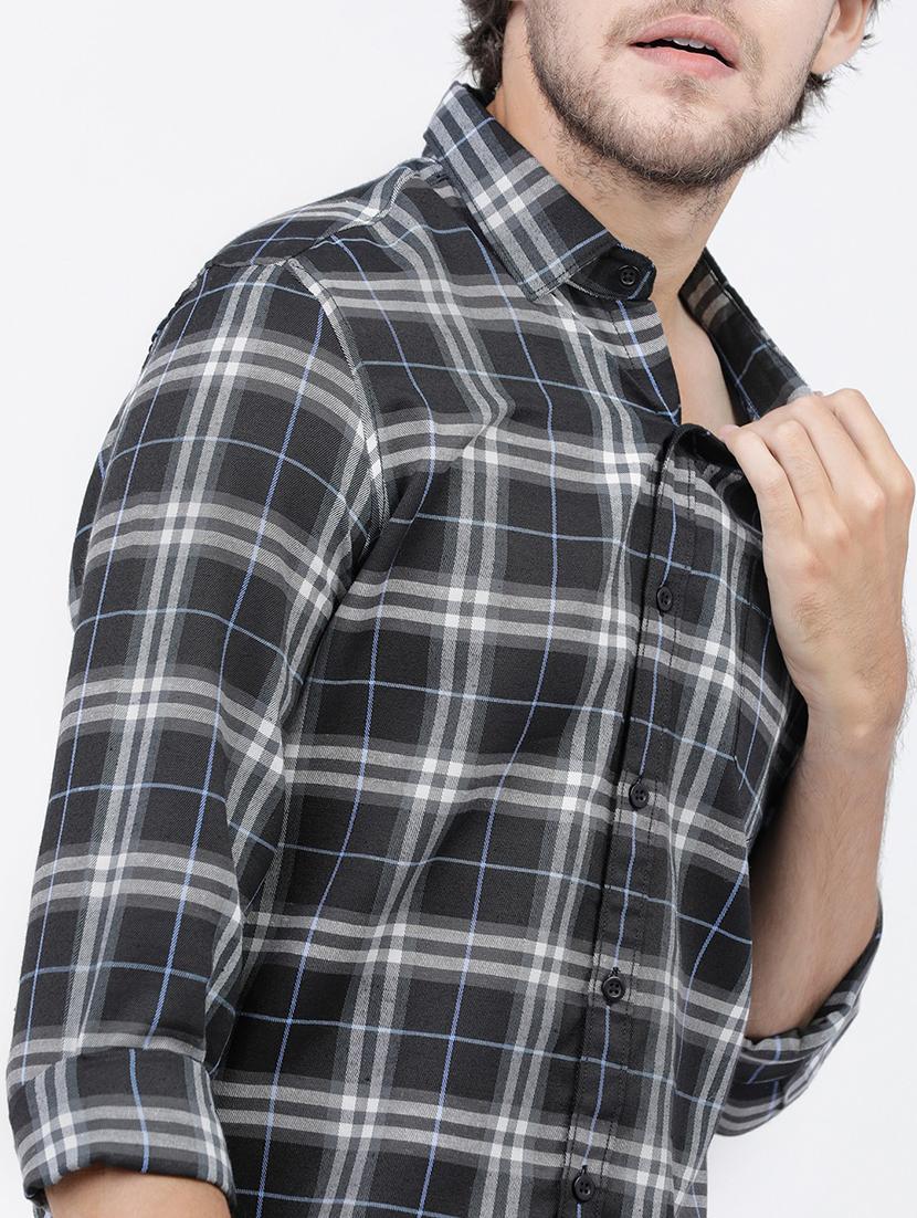 men black checkered long sleeve casual shirt - 21487918 - Standard Image - 5