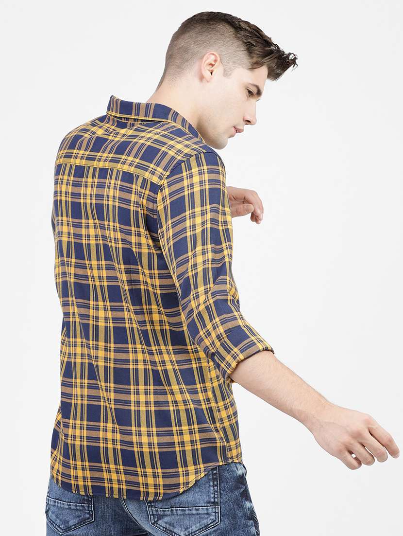 men long sleeved checkered casual shirt - 21487942 -  Standard Image - 3
