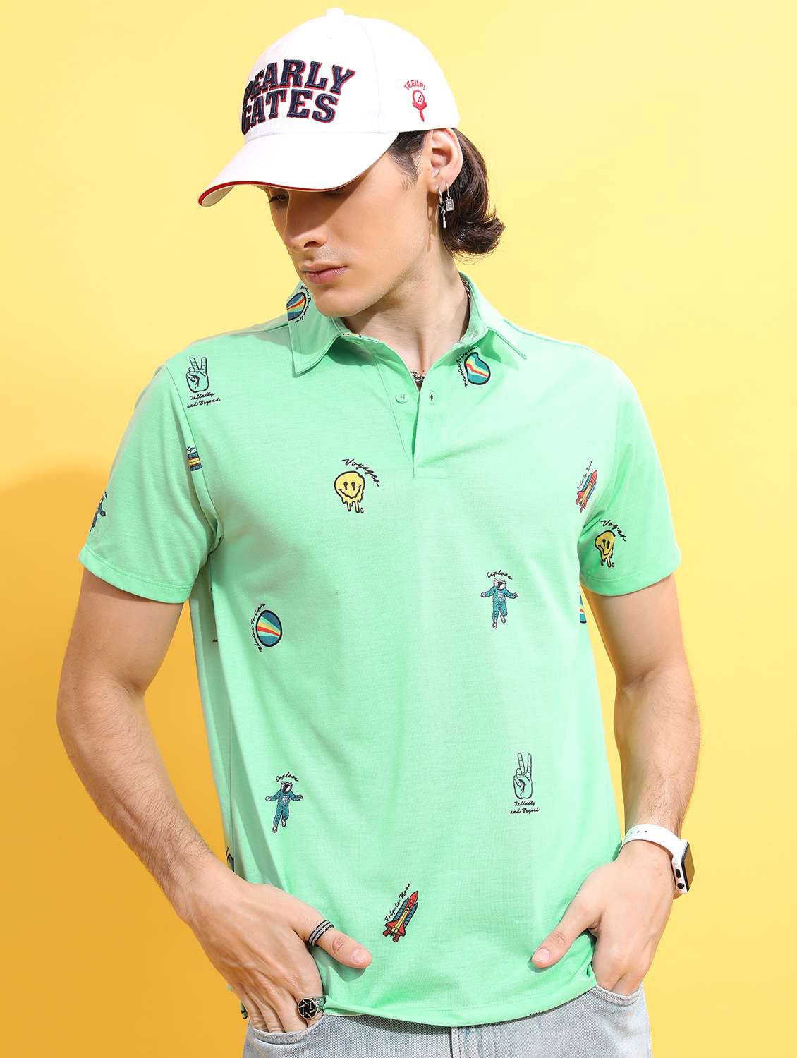 men polo neck printed t-shirt