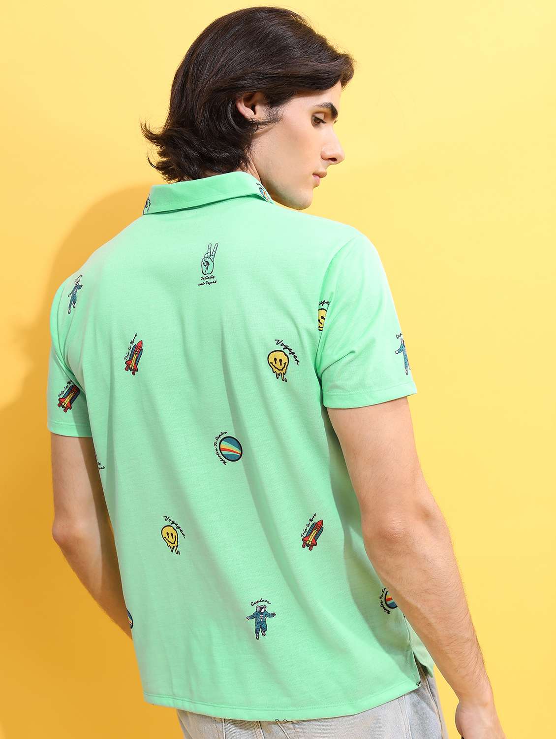 men polo neck printed t-shirt - 21487945 -  Standard Image - 3