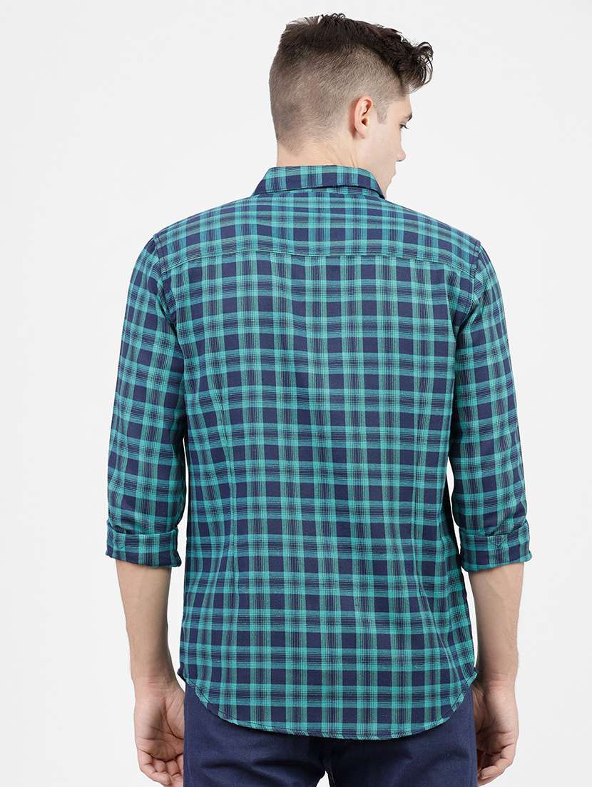 men long sleeved checkered casual shirt - 21487948 - Standard Image - 3