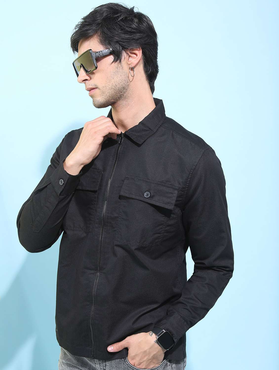 men long sleeved solid casual shirt