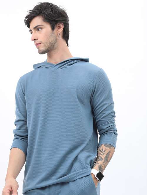 men long sleeve solid hooded t-shirt - 21488010 -  Standard Image - 0