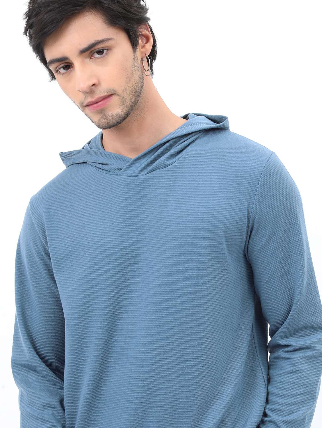 men long sleeve solid hooded t-shirt - 21488010 -  Standard Image - 3
