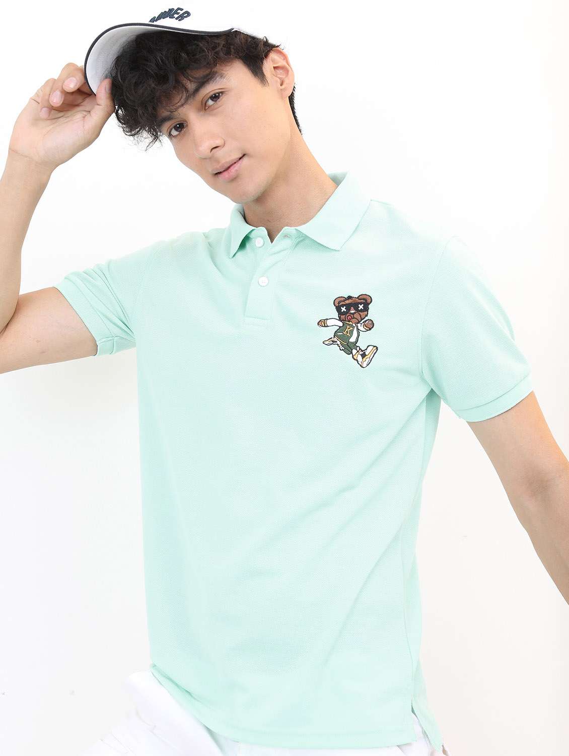 men polo neck placement printed t-shirt - 21488018 -  Zoom Image - 0