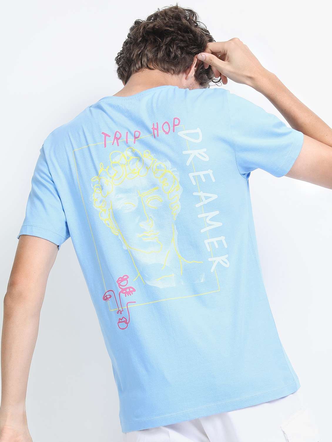 men short sleeved back print t-shirt