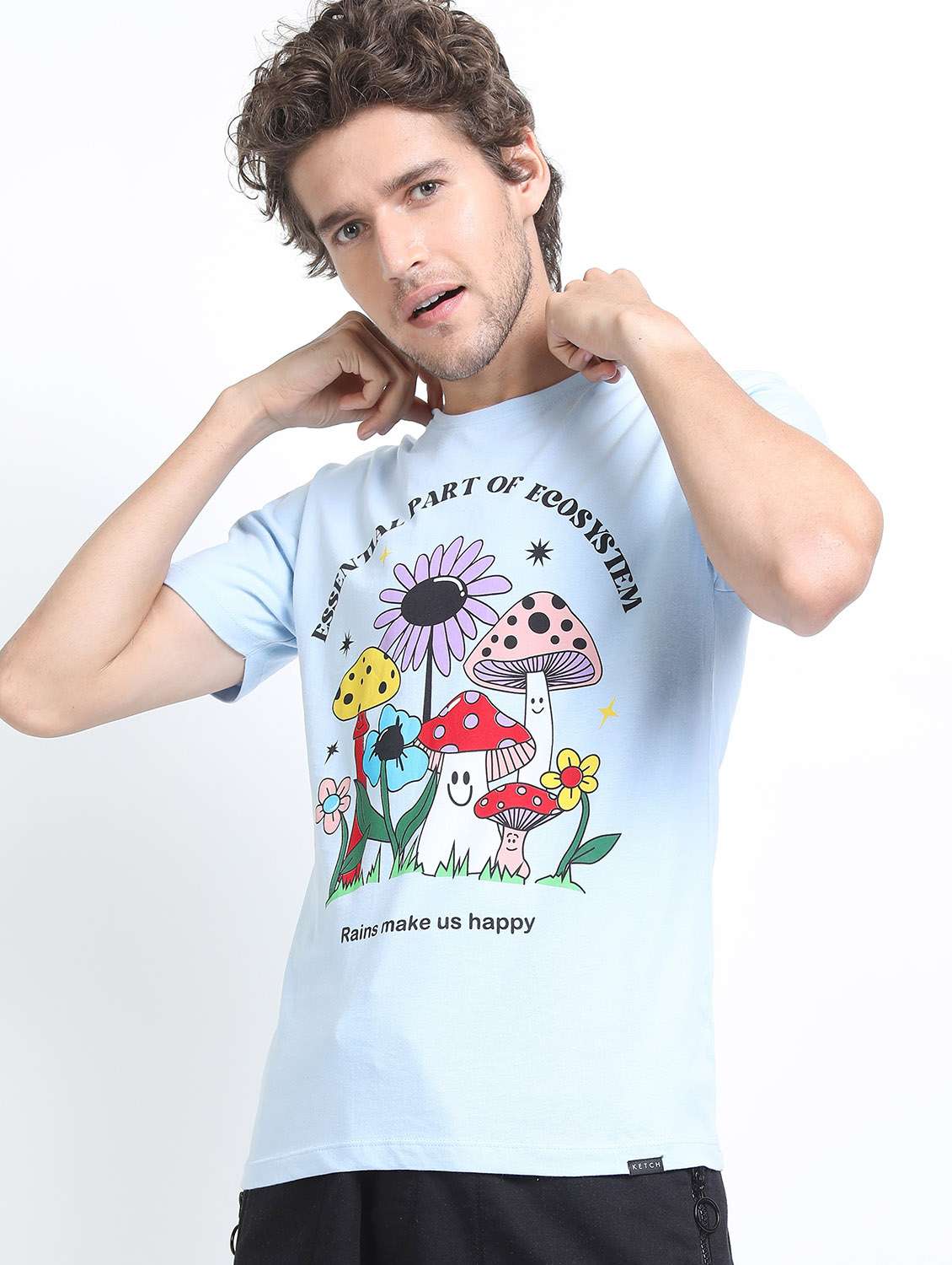 men short sleeve front print t-shirt