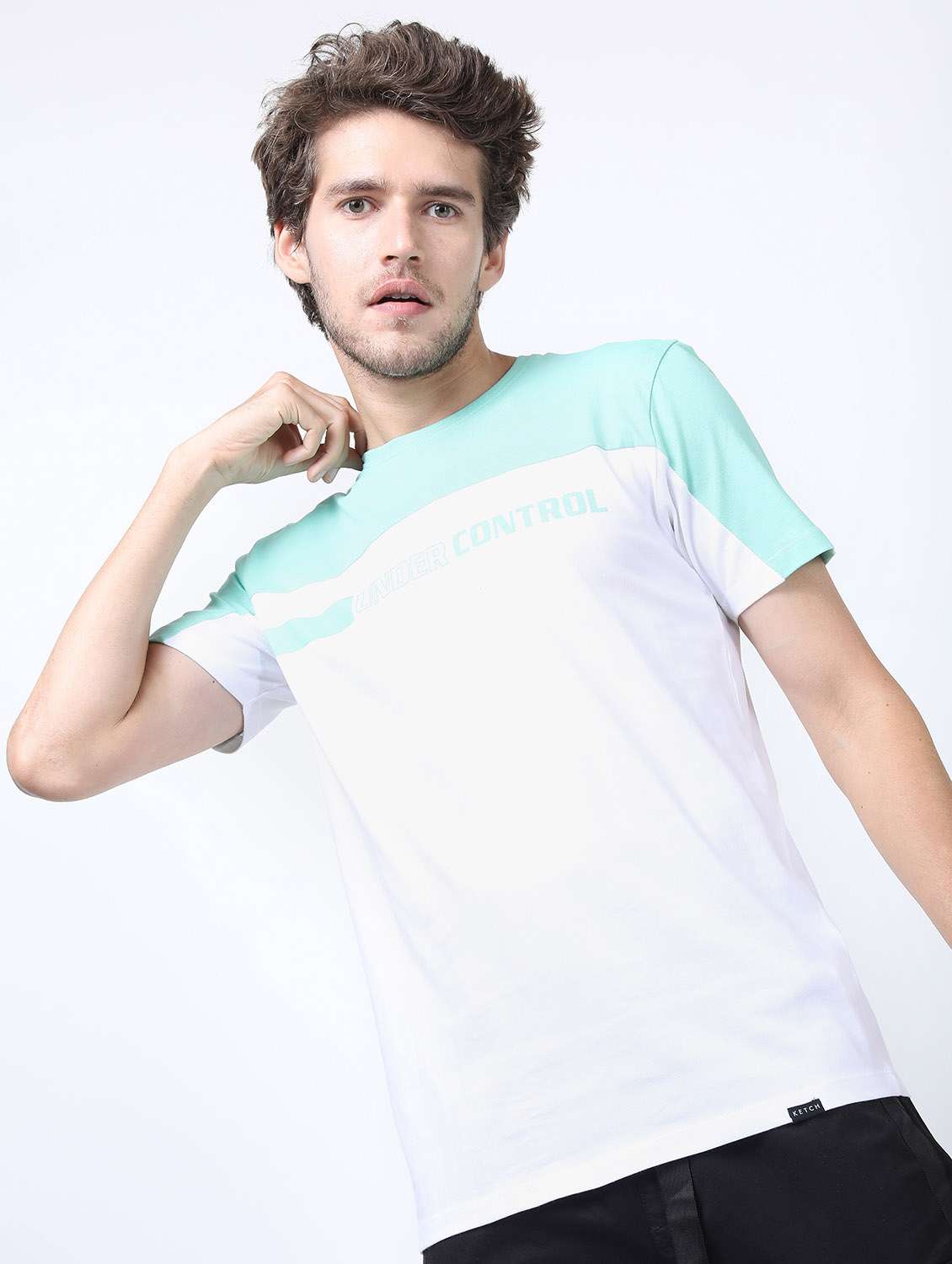 men short sleeve color block t-shirt