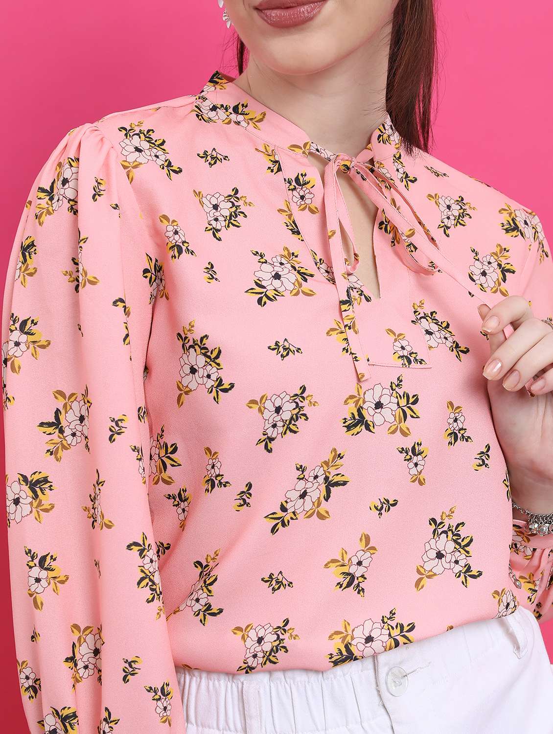 women coral cotton blend regular top - 21488078 -  Standard Image - 3