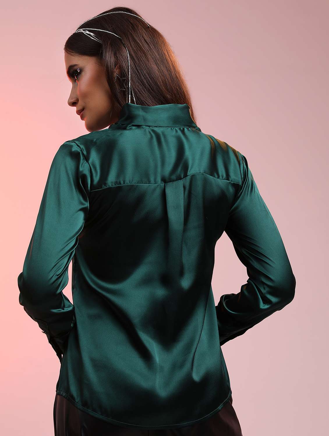 women bottle green cotton blend regular top - 21488082 -  Standard Image - 3