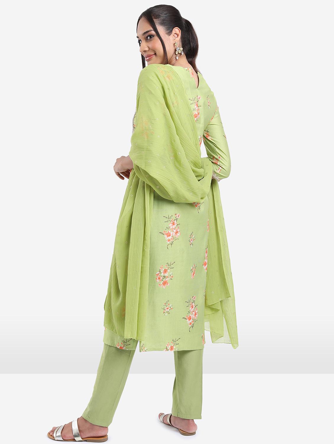 women neo mint kurta pant set with dupatta - 21488147 - Standard Image - 3
