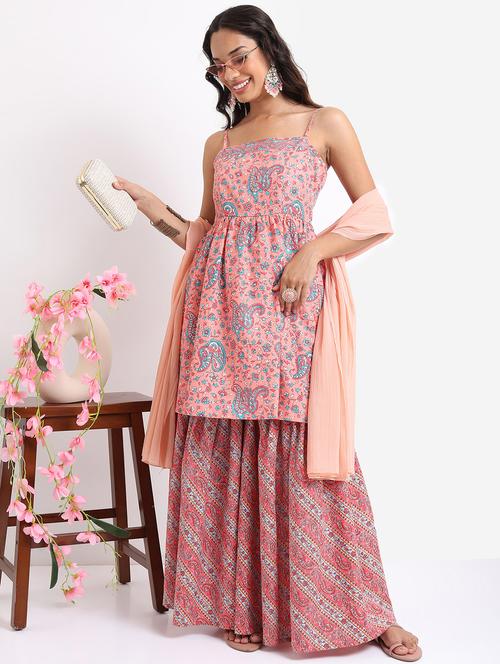 women paisley printed kurta sharara set with dupatta - 21488159 -  Standard Image - 0