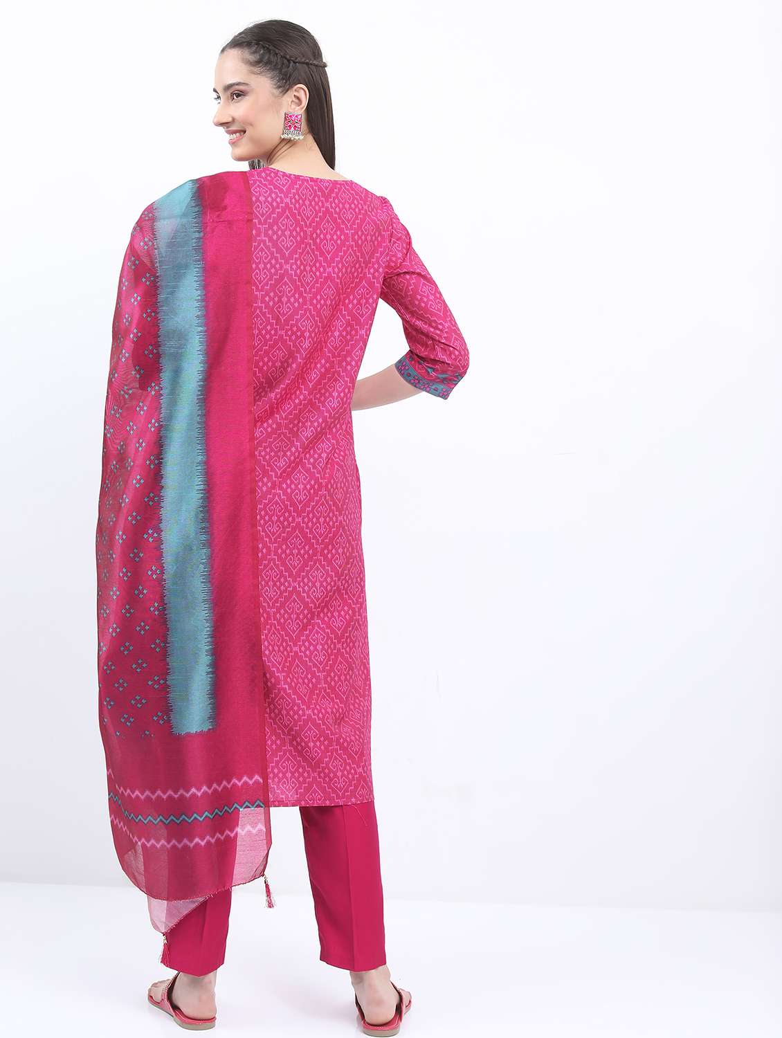 women pink kurta pant set with dupatta - 21488188 -  Standard Image - 3