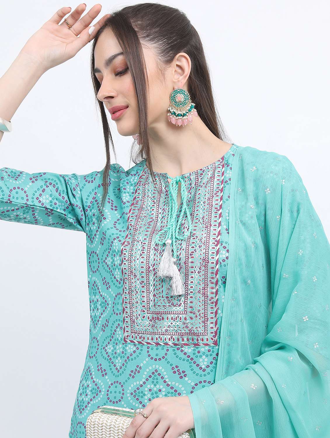 women printed kurta pant set with dupatta - 21488194 - Standard Image - 3