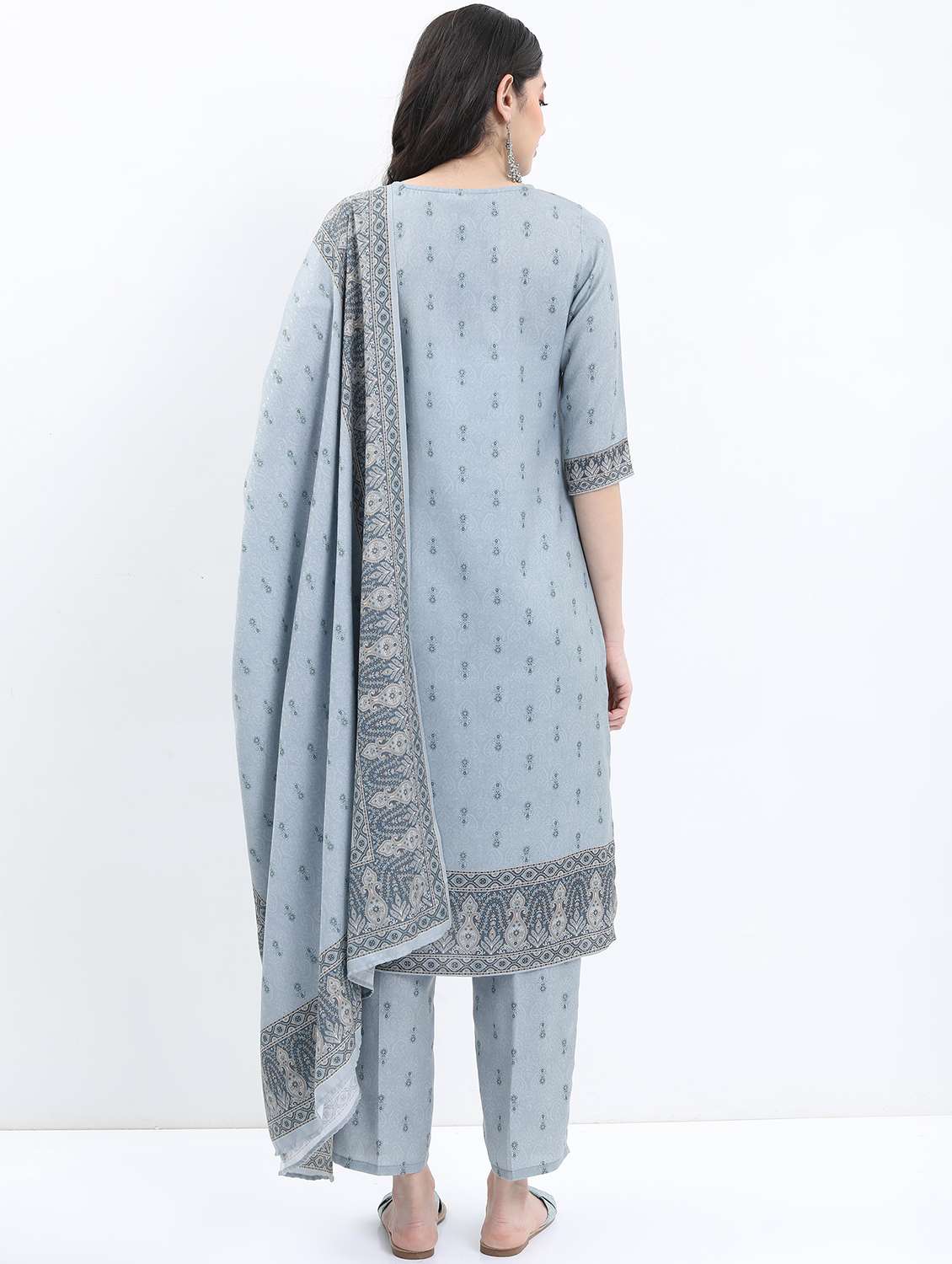 women grey kurta pant set with dupatta - 21488228 - Standard Image - 3