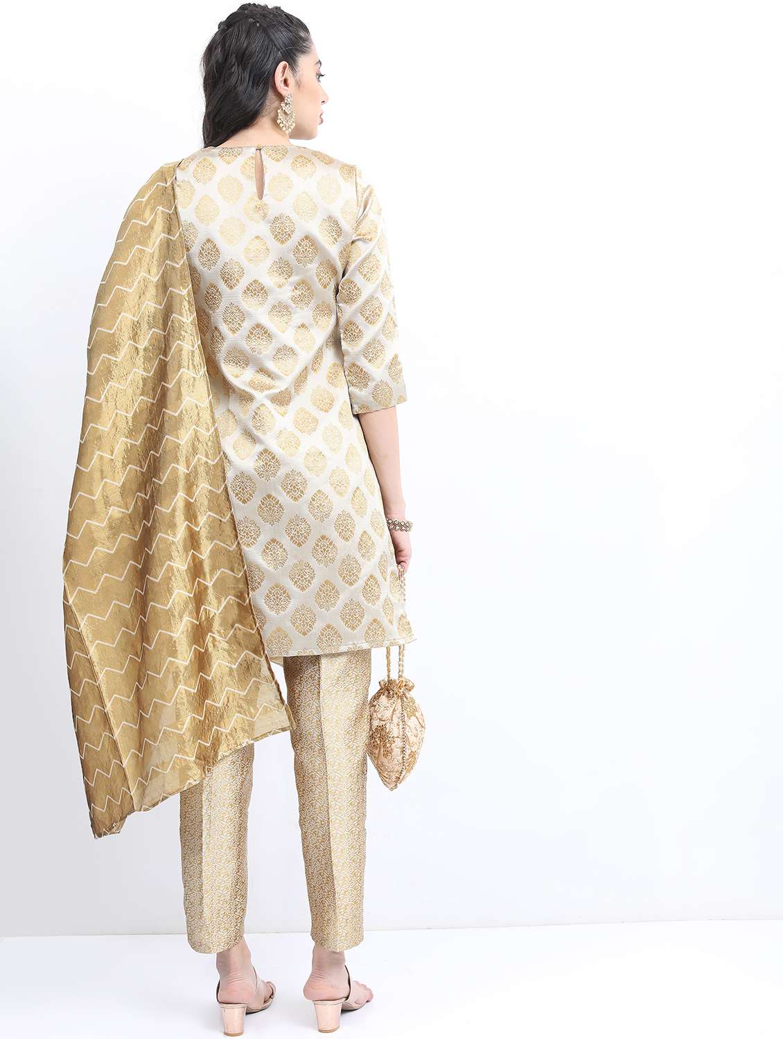 women beige kurta pant set with dupatta - 21488248 -  Standard Image - 3