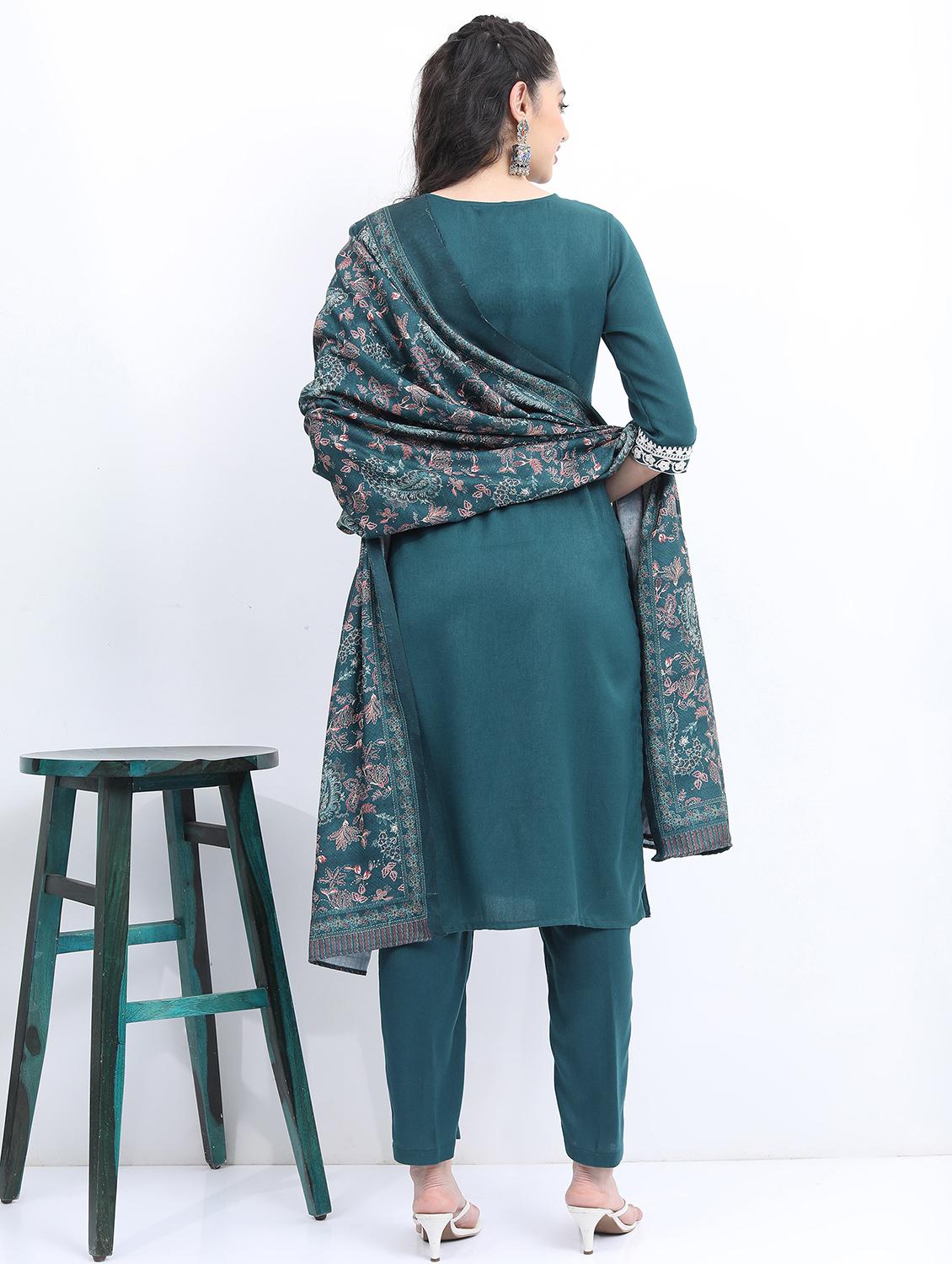 women teal kurta pant set with dupatta - 21488251 - Standard Image - 3