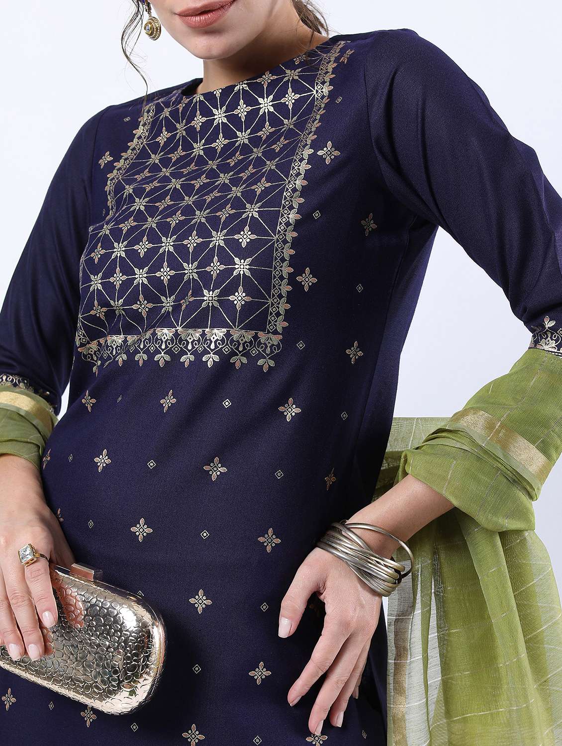 women blue kurta palazzo set with dupatta - 21488325 -  Standard Image - 3