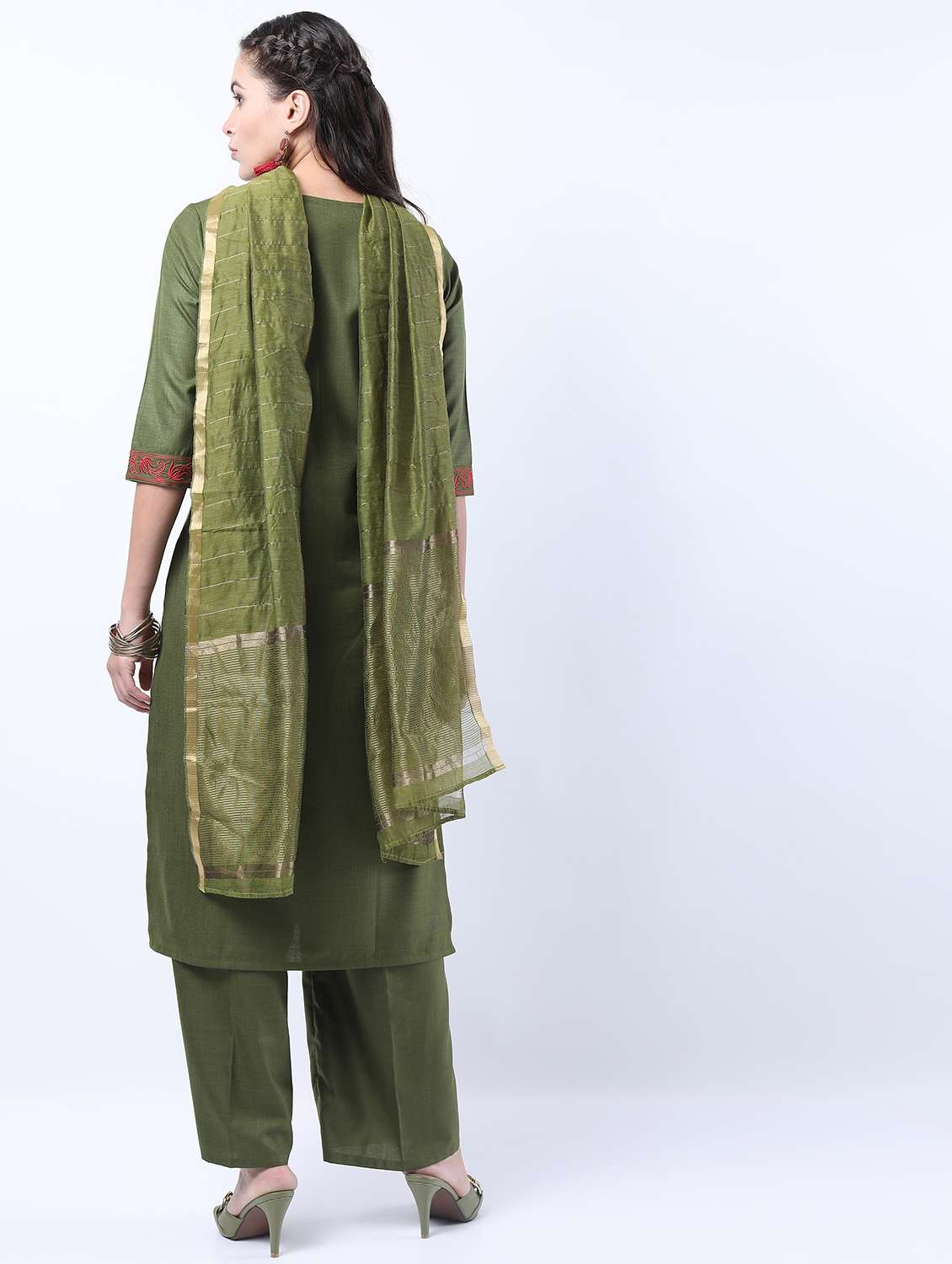 women green kurta pant set with dupatta - 21488344 -  Standard Image - 3