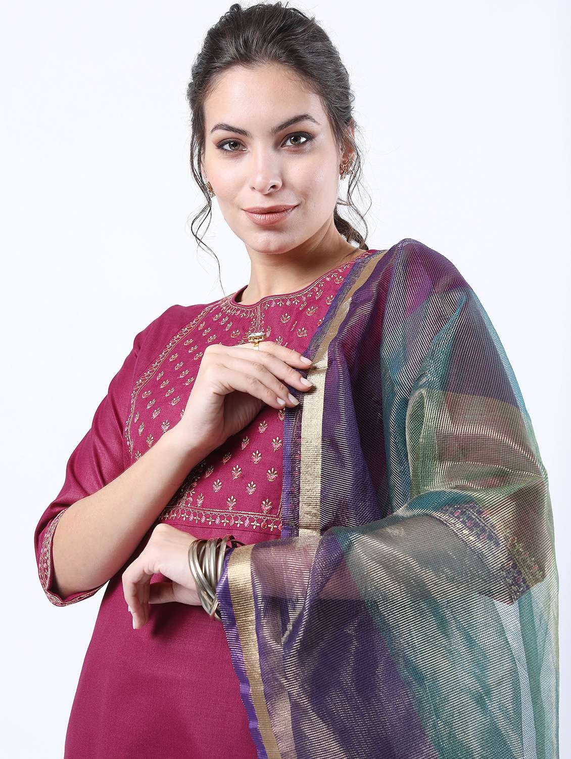 women pink kurta palazzo set with dupatta - 21488360 -  Standard Image - 3