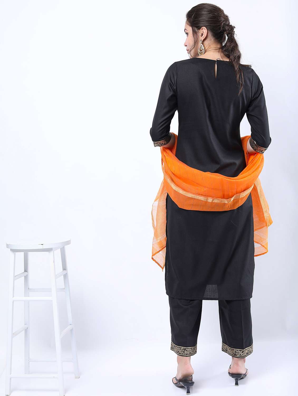 women black kurta palazzo set with dupatta - 21488383 -  Standard Image - 3