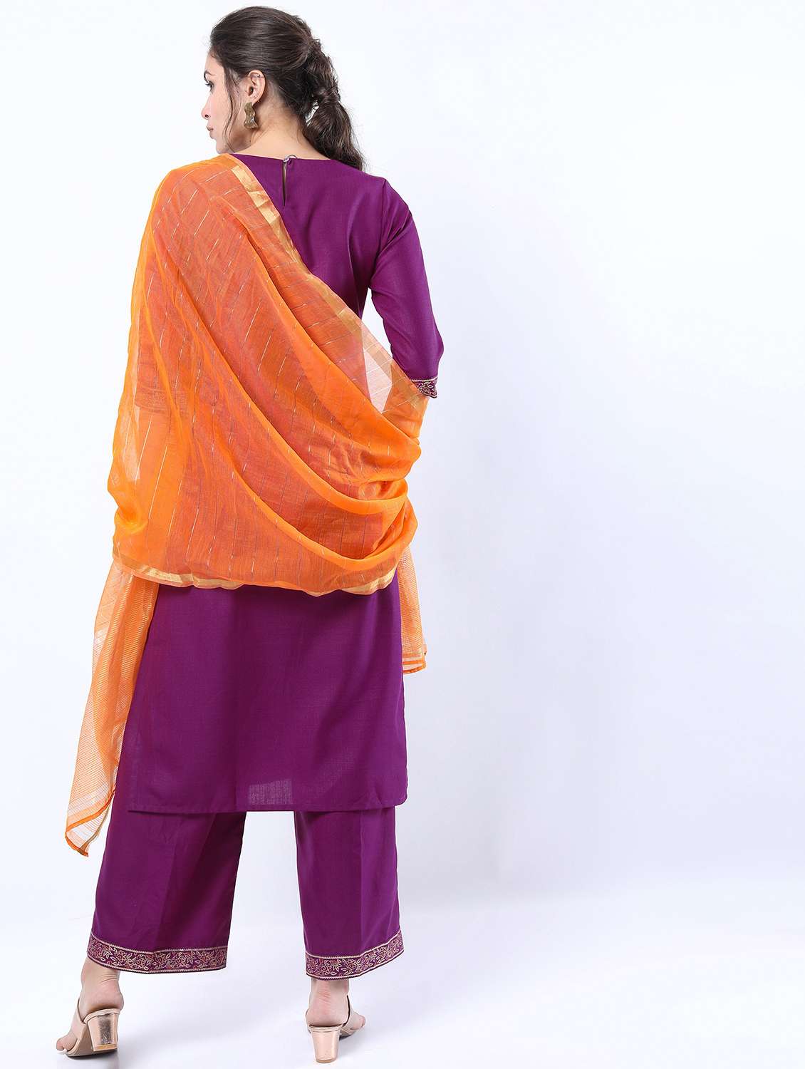 women purple kurta palazzo set with dupatta - 21488385 -  Standard Image - 3