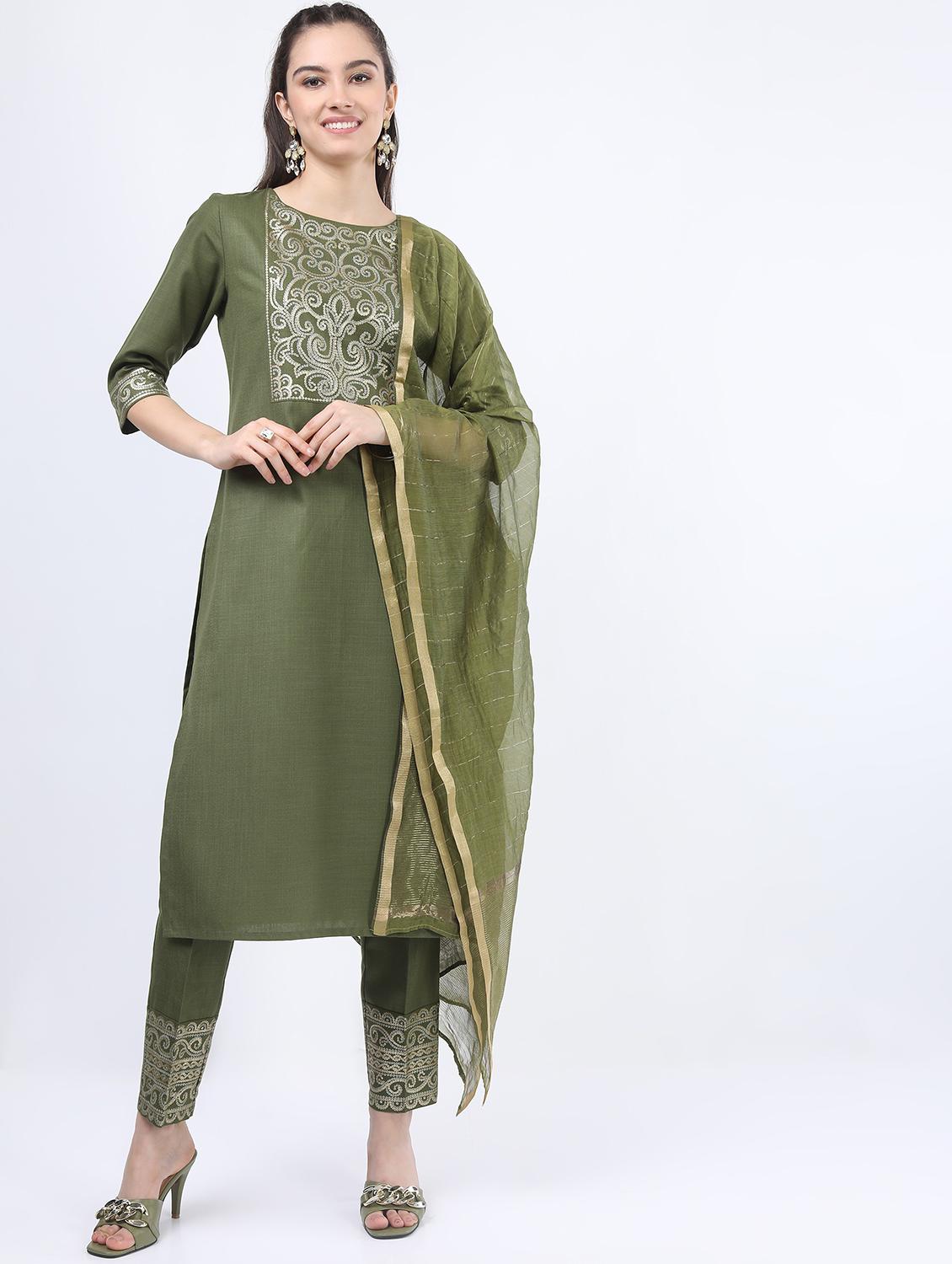 women green kurta pant set with dupatta - 21488386 - Zoom Image - 0