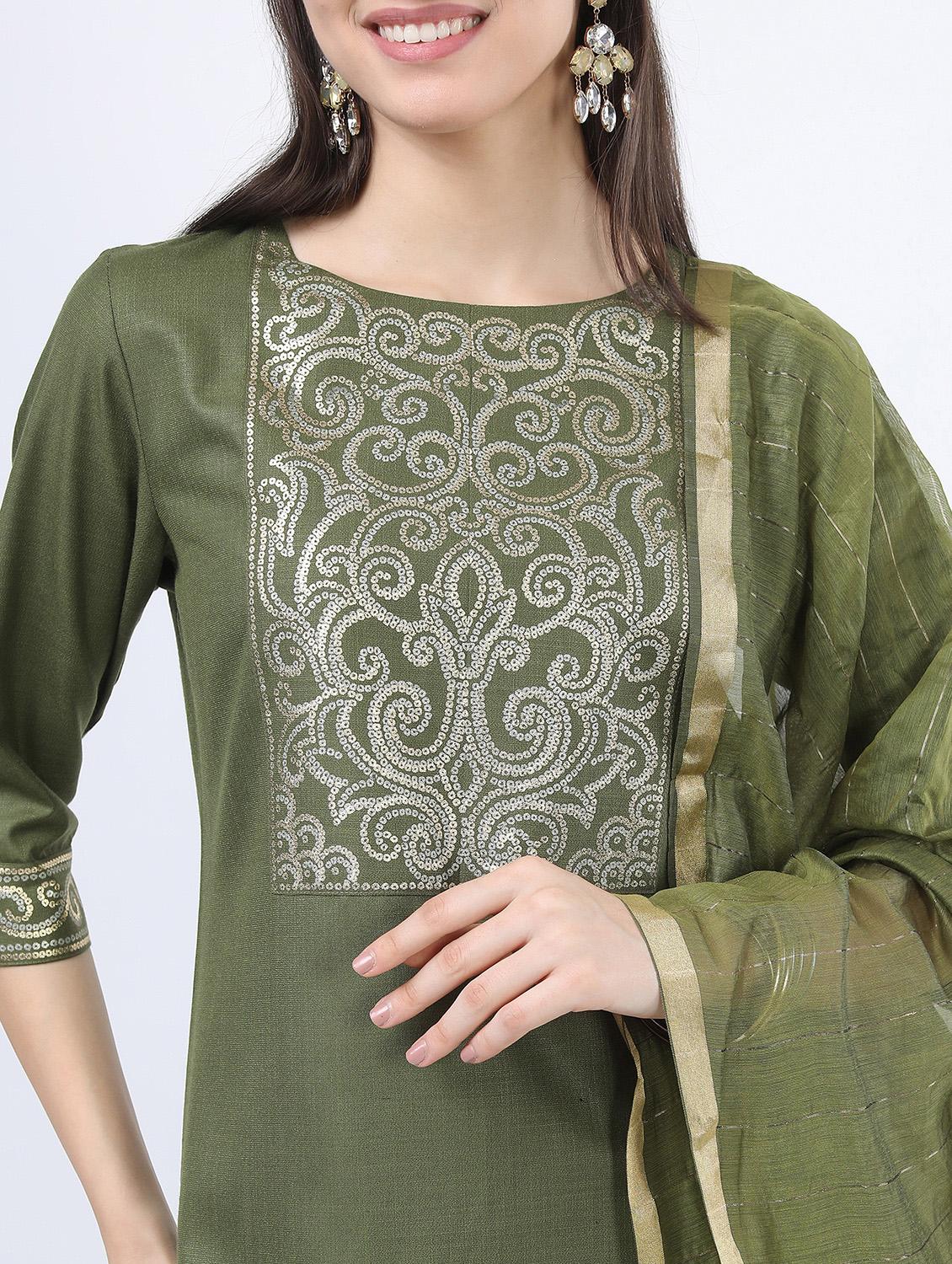women green kurta pant set with dupatta - 21488386 - Standard Image - 3