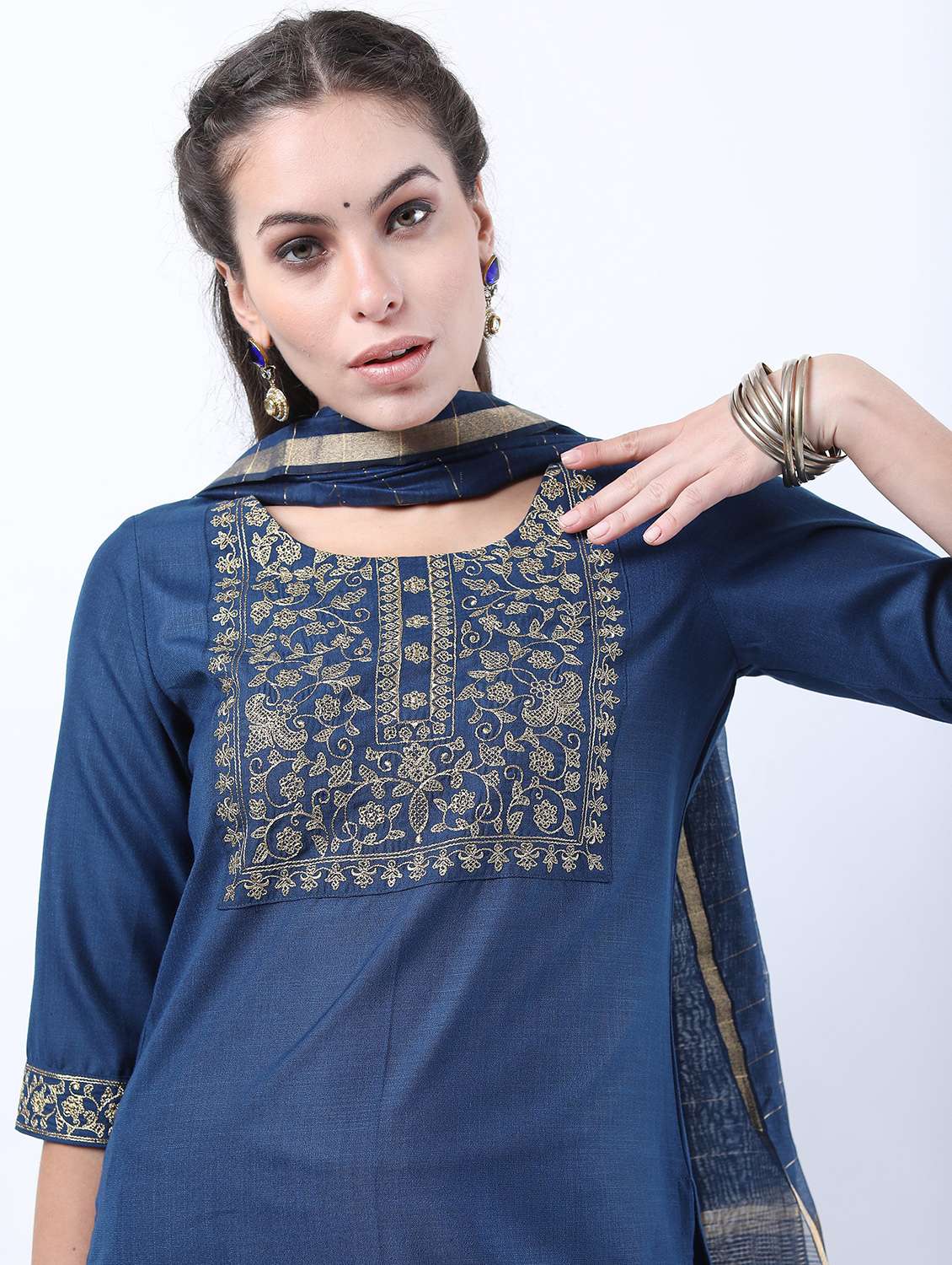 women blue kurta pant set with dupatta - 21488397 -  Standard Image - 3