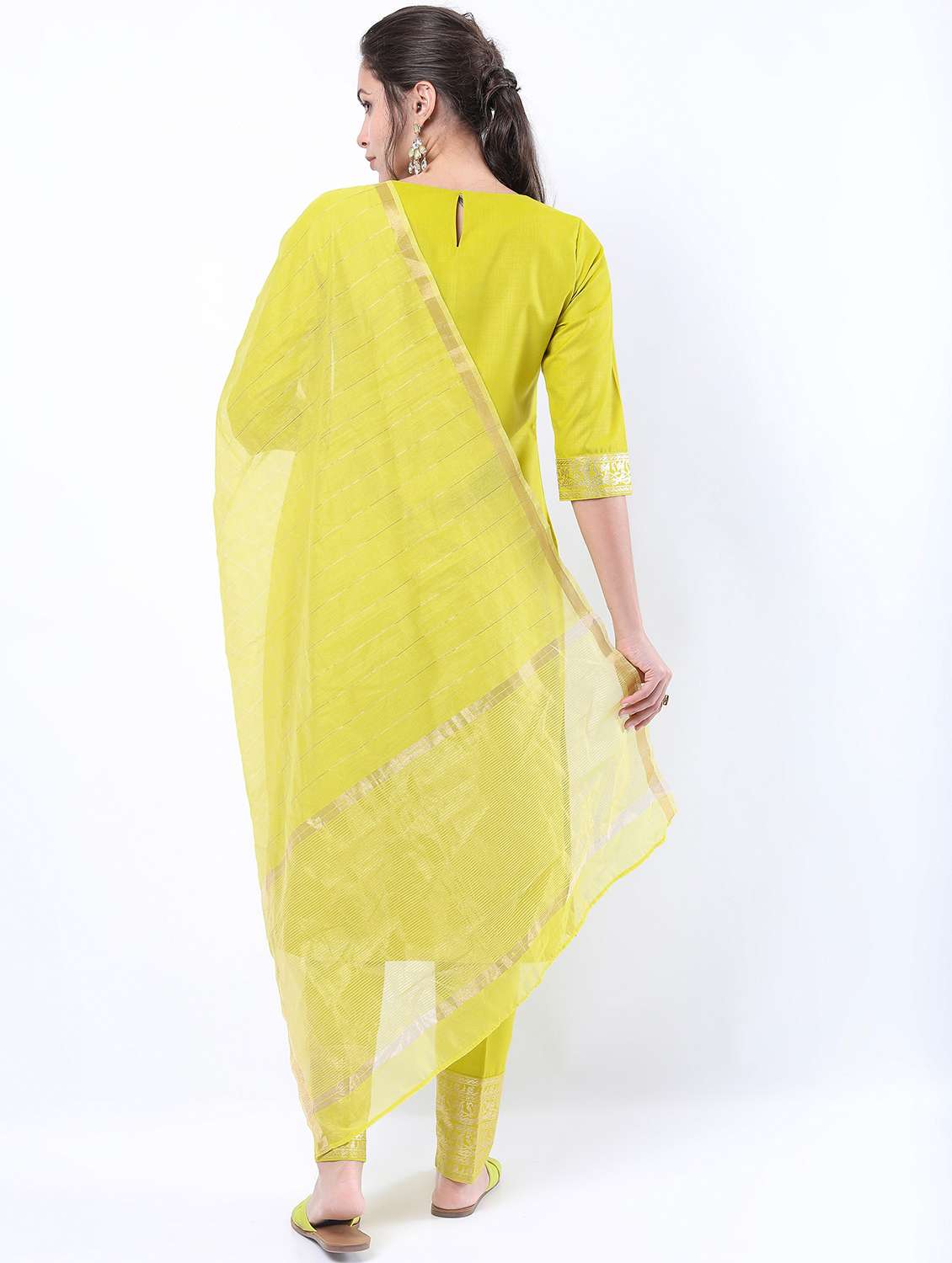 green printed kurta pant set - 21488401 - Standard Image - 3