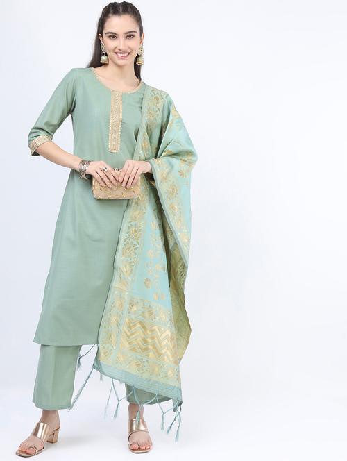 women neo mint kurta palazzo set with dupatta - 21488421 -  Standard Image - 0
