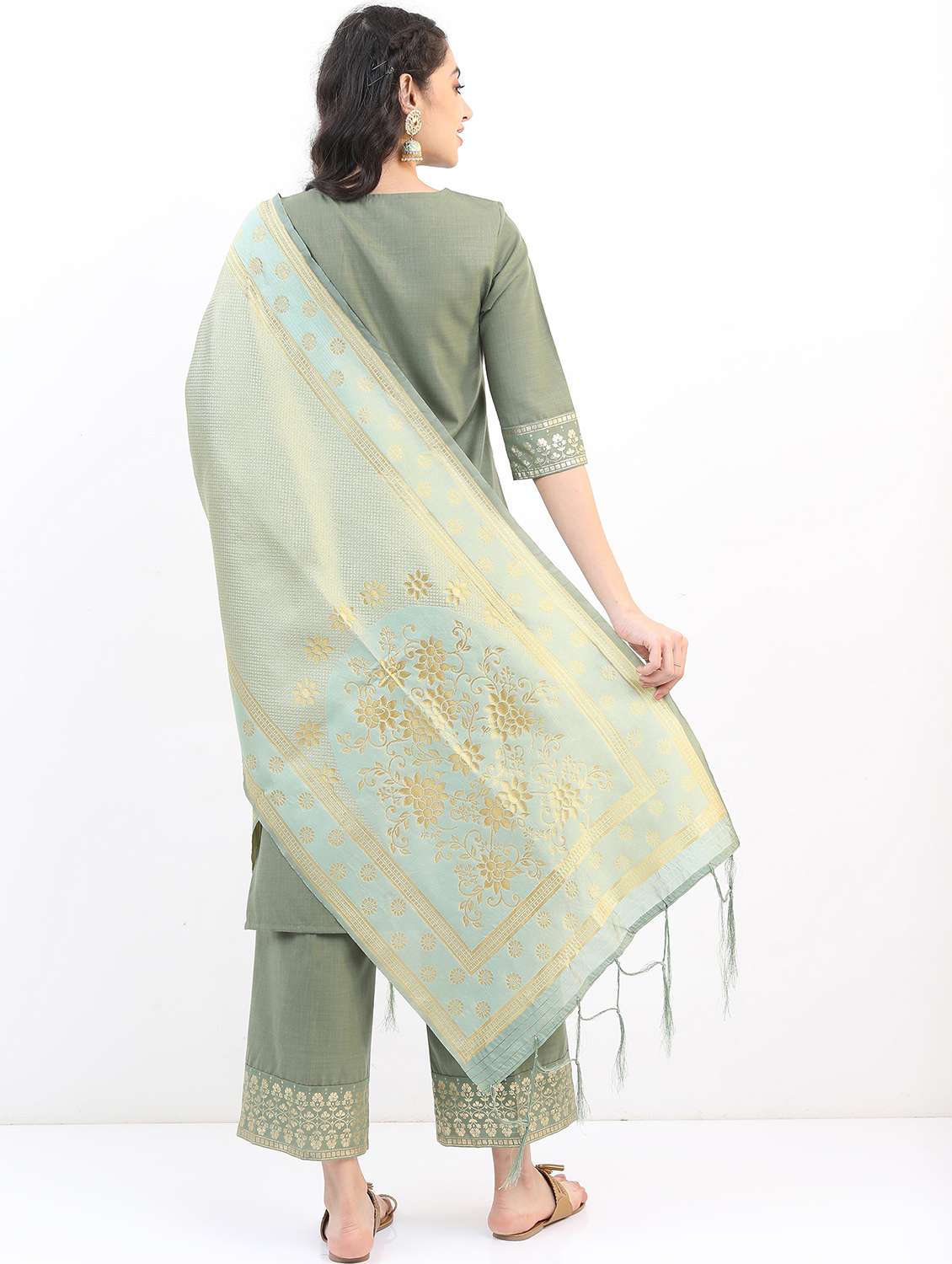 women neo mint kurta palazzo set with dupatta - 21488424 -  Standard Image - 3