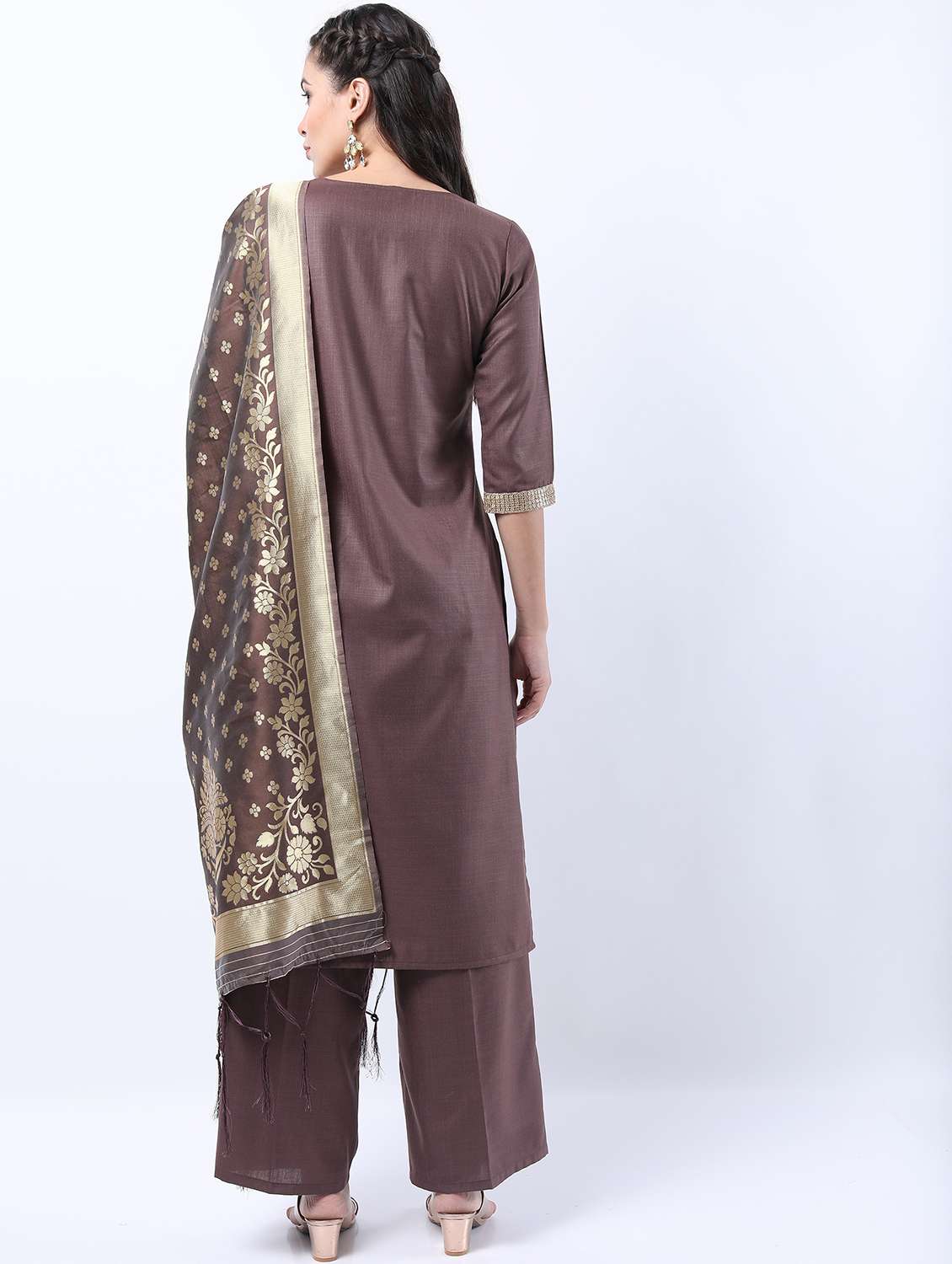 women brown kurta pant set with dupatta - 21488445 - Standard Image - 3