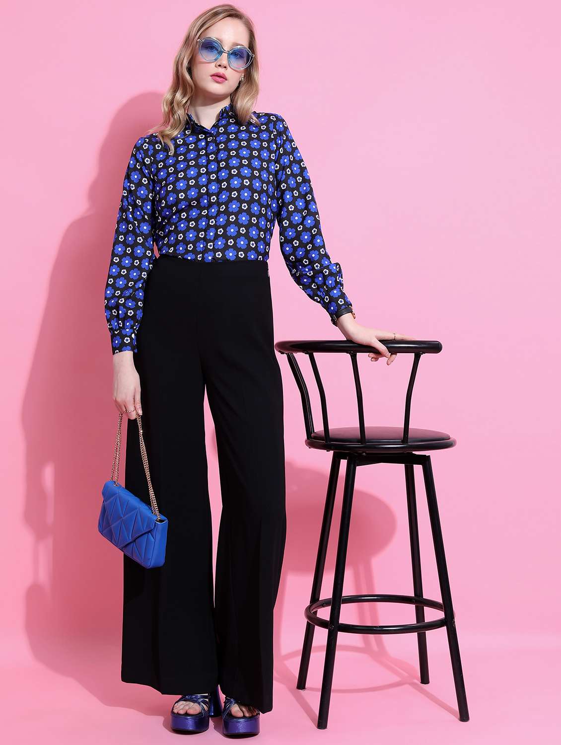 women black cotton blend regular shirt - 21488466 -  Standard Image - 3