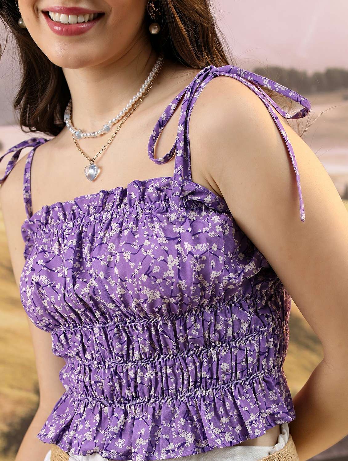 women purple cotton blend crop top - 21488491 -  Standard Image - 5