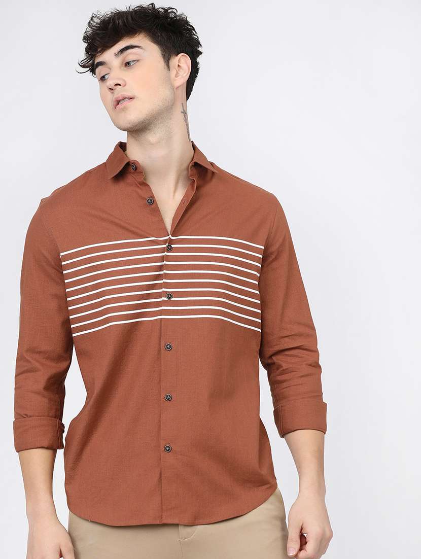 men striped casual shirt