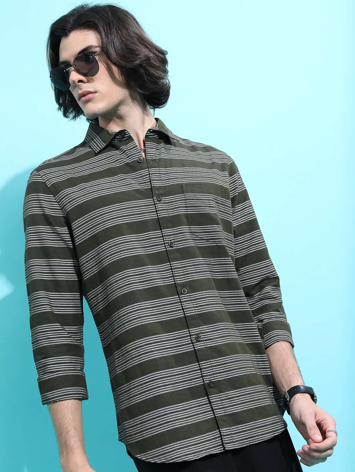 men striped casual shirt - 21488583 -  Zoom Image - 0
